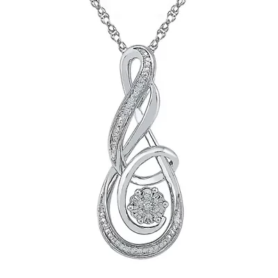 Womens Diamond Accent Natural White Diamond Sterling Silver 18 Inch Pendant Necklace