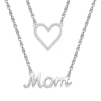 Womens 1/ CT. T.W. Natural White Diamond Sterling Silver Inch Pendant Necklace