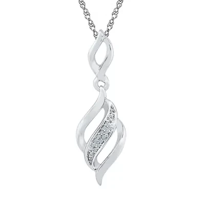 Womens Diamond Accent Natural White Diamond Sterling Silver 18 Inch Pendant Necklace
