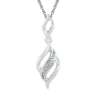 Womens Diamond Accent Natural White Diamond Sterling Silver 18 Inch Pendant Necklace