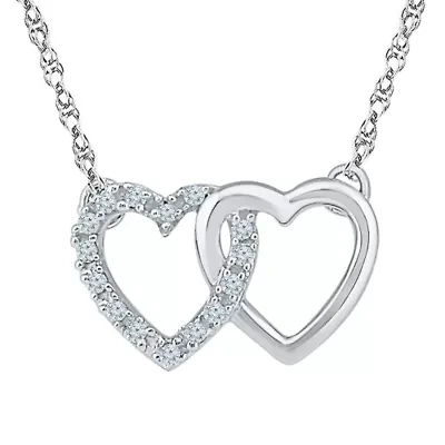 Womens Diamond Accent Natural Diamond Sterling Silver Heart 18 Inch Pendant Necklace