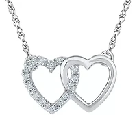 Womens Diamond Accent Natural Diamond Sterling Silver Heart 18 Inch Pendant Necklace