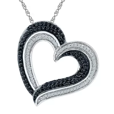 Womens / CT. T.W. Natural Diamond Sterling Silver Heart 18 Inch Pendant Necklace