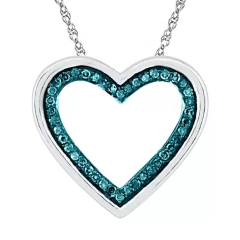 Womens / CT. T.W. Natural Diamond Sterling Silver Heart 18 Inch Pendant Necklace