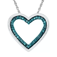 Womens / CT. T.W. Natural Diamond Sterling Silver Heart 18 Inch Pendant Necklace