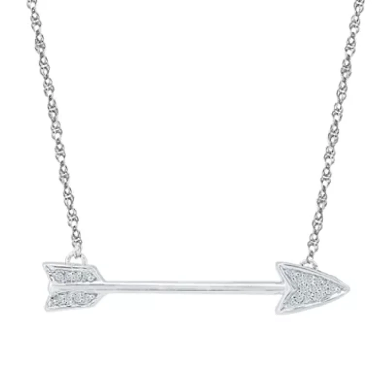 Womens Diamond Accent Natural White Diamond Sterling Silver Arrow 18 Inch Pendant Necklace