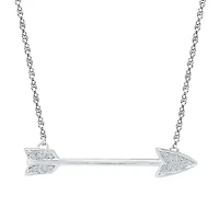 Womens Diamond Accent Natural White Diamond Sterling Silver Arrow 18 Inch Pendant Necklace