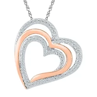 Womens 1/ CT. T.W. Natural White Diamond 10K Gold Over Silver Heart 18 Inch Pendant Necklace