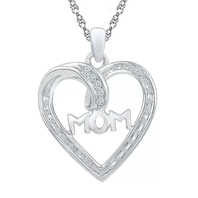 Womens 1/10 CT. T.W. Natural White Diamond Sterling Silver 18 Inch Pendant Necklace