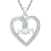 Womens 1/10 CT. T.W. Natural White Diamond Sterling Silver 18 Inch Pendant Necklace