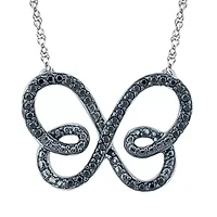 Womens 1/6 CT. T.W. Natural Black Diamond Sterling Silver Butterfly 18 Inch Pendant Necklace