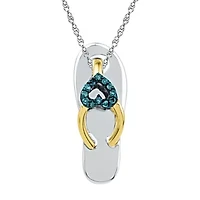 Flip Flop Womens Diamond Accent Natural Blue Diamond 10K Gold Over Silver 18 Inch Pendant Necklace