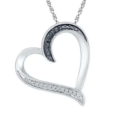 Womens Diamond Accent Natural Diamond Sterling Silver Heart 18 Inch Pendant Necklace