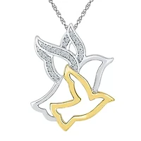 "Mother And Daughter" Dove Womens Diamond Accent Natural White Diamond 10K Gold Over Silver 18 Inch Pendant Necklace