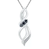 Womens 1/5 CT. Natural Black Diamond Sterling Silver 18 Inch Pendant Necklace
