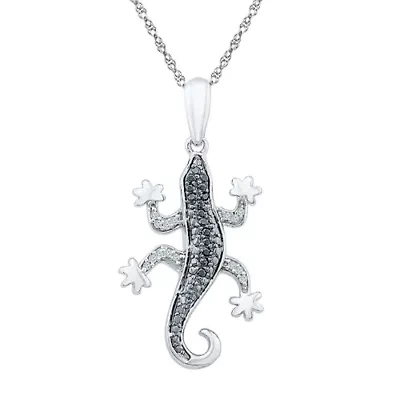 Lizard Womens Diamond Accent Natural Black Diamond Sterling Silver 18 Inch Pendant Necklace