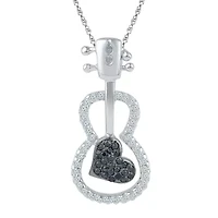 Guitar Womens 1/4 CT. T.W. Natural Black Diamond Sterling Silver 18 Inch Pendant Necklace
