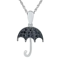Umbrella Womens 1/10 CT. T.W. Natural Black Diamond Sterling Silver 18 Inch Pendant Necklace