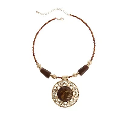 Mixit Womens Brown 16 Inch Pendant Necklace