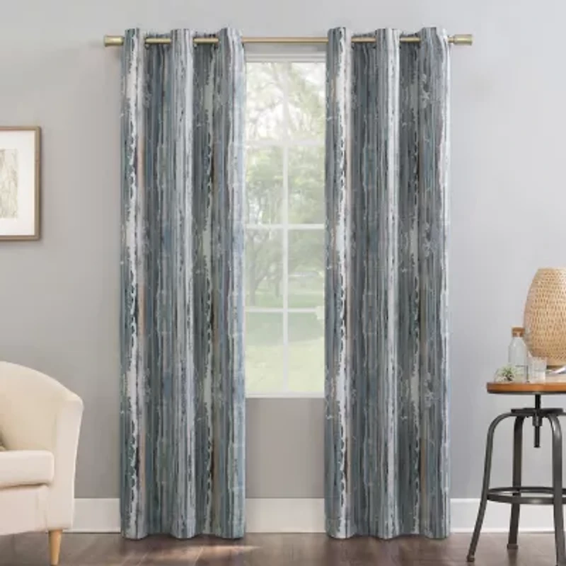 Sun Zero Allegory Abstract Painting Grommet Top Energy Saving Blackout Single Curtain Panel