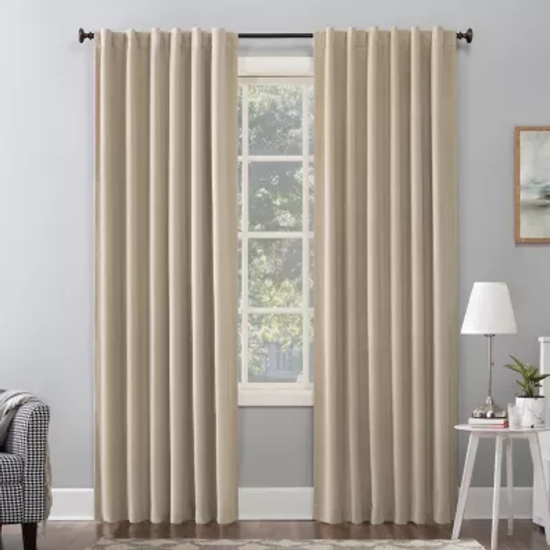Sun Zero Amherst Velvet Thermal Extreme Back Tab Energy Saving 100% Blackout Single Curtain Panel