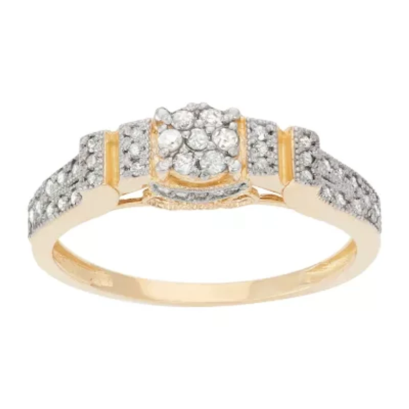 Womens 1/3 CT. T.W. Natural White Diamond 10K Gold Cocktail Ring