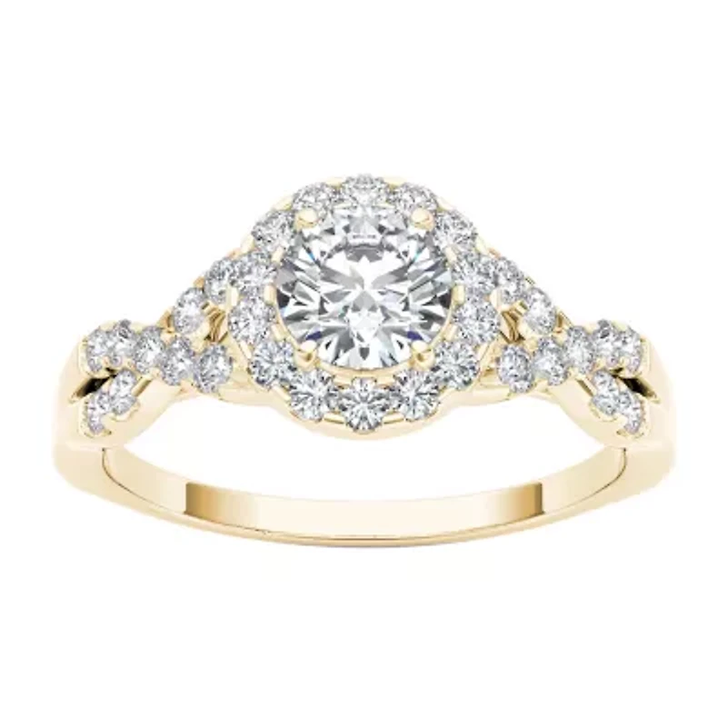 14K Yellow Gold 1 CT Round Natural Diamond Ring