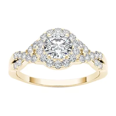 14K Yellow Gold 1 CT Round Natural Diamond Ring