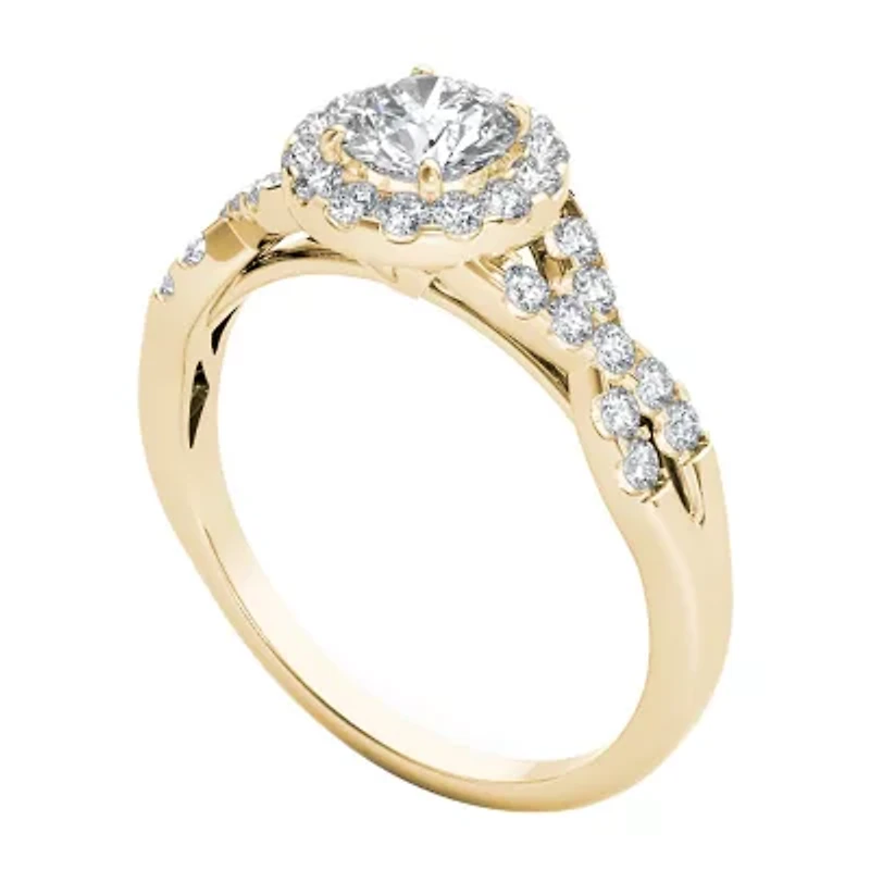 14K Yellow Gold 1 CT Round Natural Diamond Ring