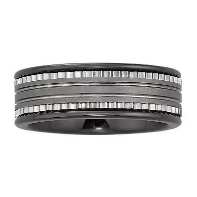 Mens 7.5mm Ceramic & Stainless Steel Band