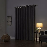 Sun Zero Kline Burlap Weave Thermal Extreme Grommet Top Energy Saving 100% Blackout Single Curtain Panel