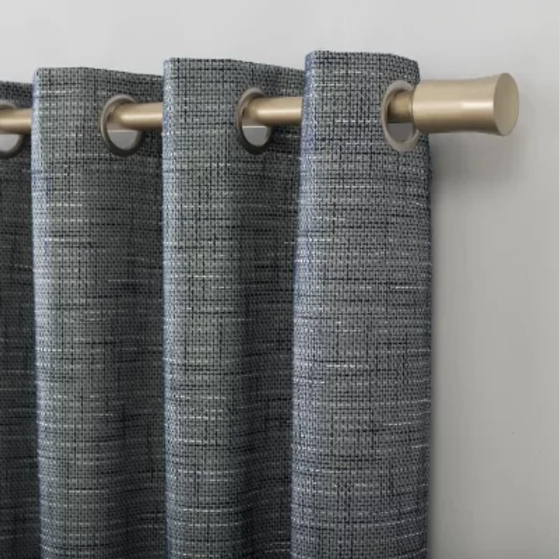 Sun Zero Kline Burlap Weave Thermal Extreme Grommet Top Energy Saving 100% Blackout Single Curtain Panel