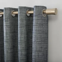 Sun Zero Kline Burlap Weave Thermal Extreme Grommet Top Energy Saving 100% Blackout Single Curtain Panel