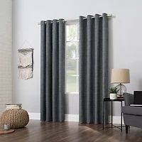 Sun Zero Kline Burlap Weave Thermal Extreme Grommet Top Energy Saving 100% Blackout Single Curtain Panel
