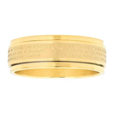 Mens 6MM 18K Gold Stainless Steel Band