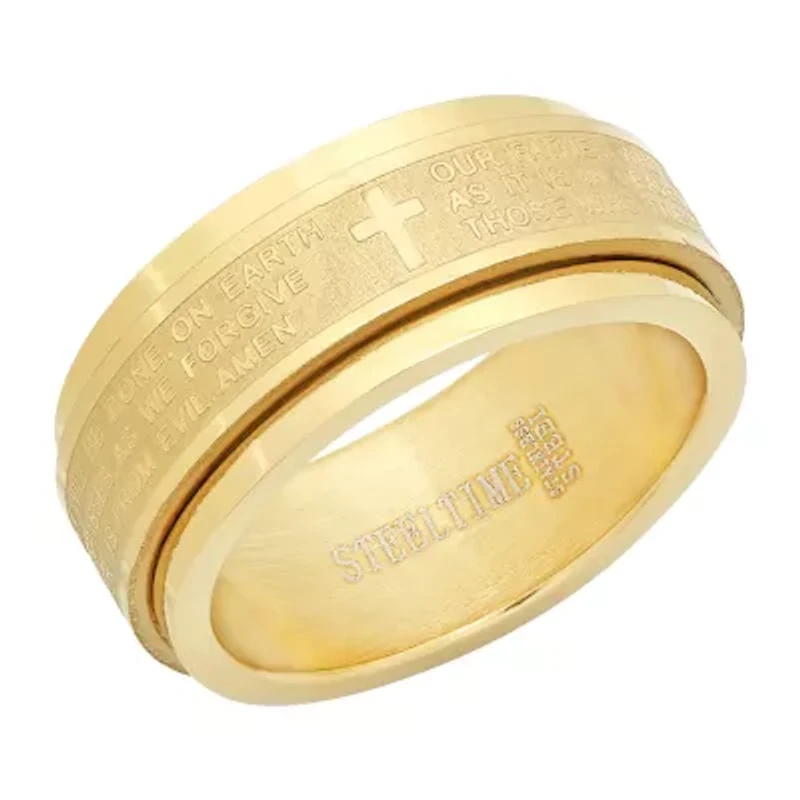 Mens 6MM 18K Gold Stainless Steel Band
