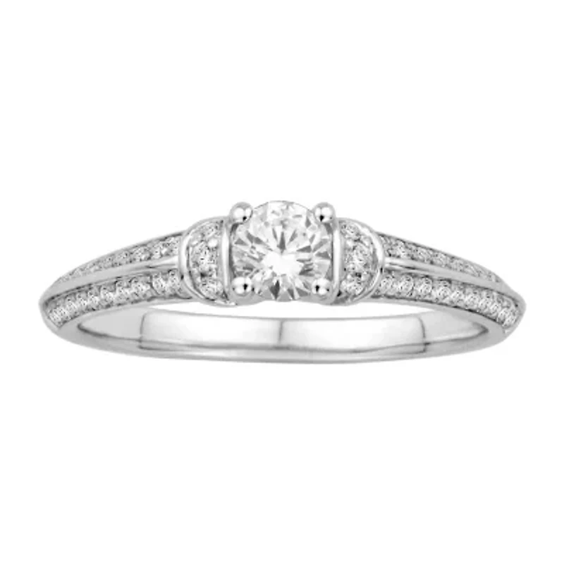 1/2 CT.T.W. Natural Diamond 14K White Gold Engagement Ring