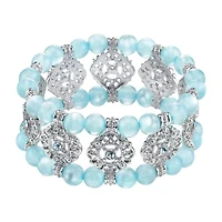 1928 Silver Tone Womens Blue Stretch Bracelet