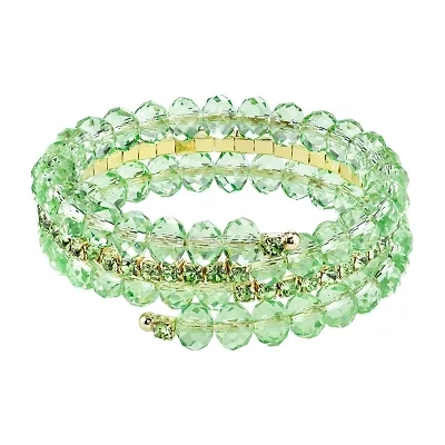 1928 Gold Tone Womens Green Wrap Bracelet