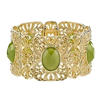 1928 Gold Tone Womens Green Stretch Bracelet
