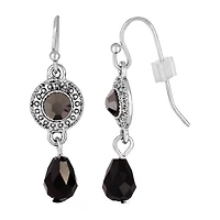 1928 Silver Tone Womens Gray Crystal Drop Earrings