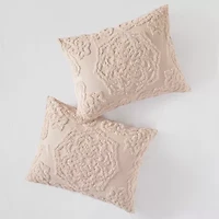 Madison Park Virginia Tufted Cotton Chenille Medallion Fringe Coverlet Set