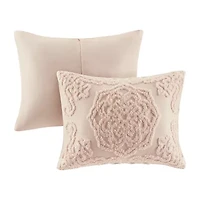 Madison Park Virginia Tufted Cotton Chenille Medallion Fringe Coverlet Set