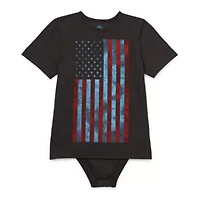 Thereabouts Little & Big Kid Boys Bodysuit Closure Easy-on + Easy-off Adaptive Crew Neck Short Sleeve