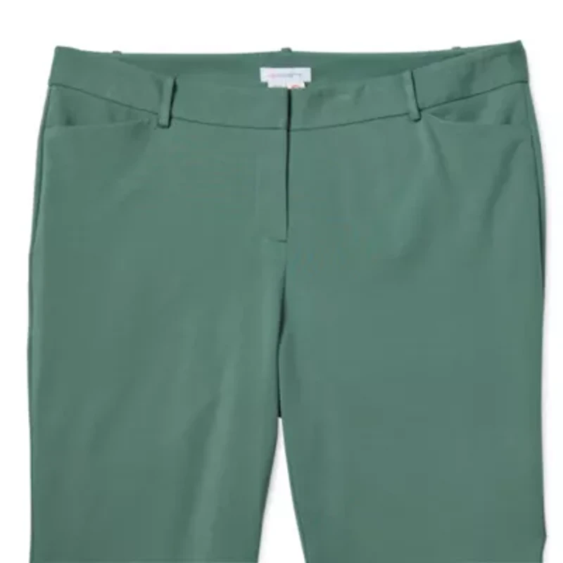 Liz Claiborne Adaptive Emma Ponte Womens Plus Easy-on + Easy-off Seated Wear Straight Mid Rise Ankle Pant