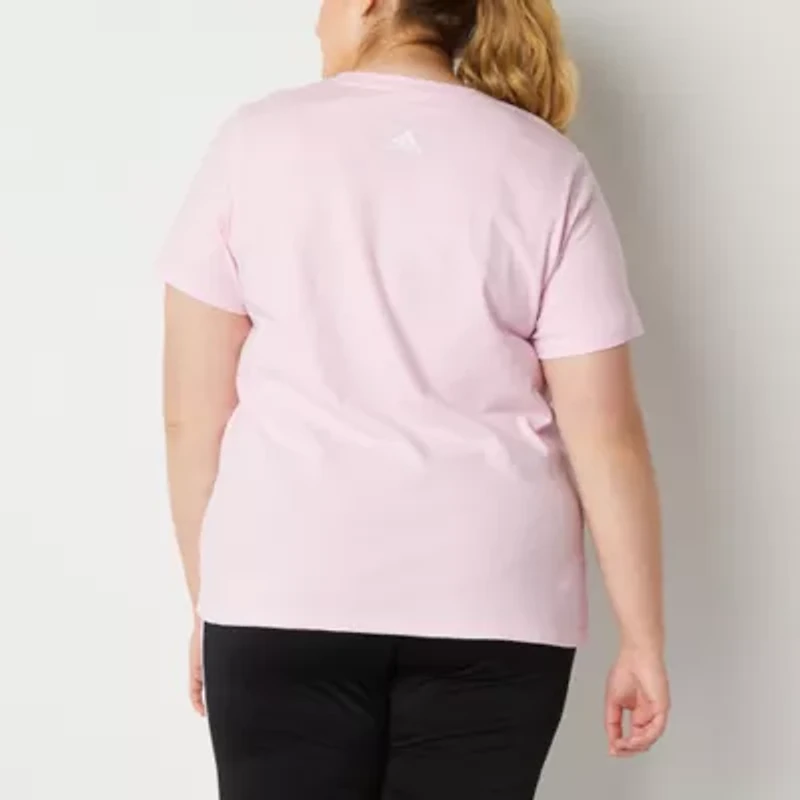 adidas Womens Plus Crew Neck Short Sleeve Active T-Shirt
