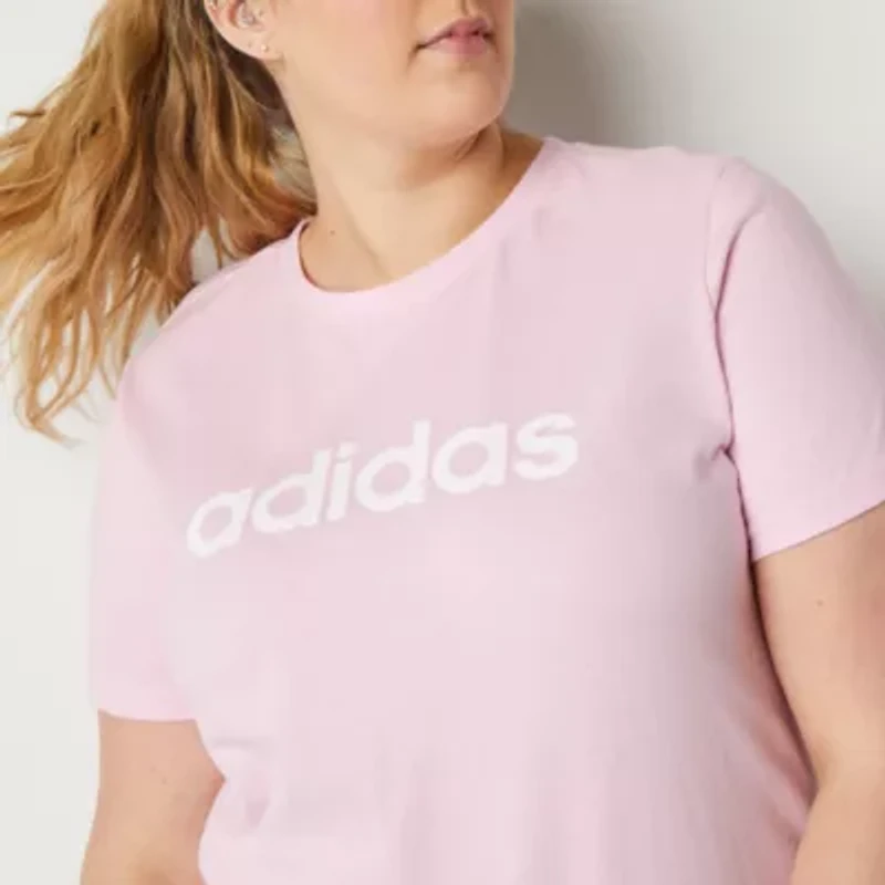adidas Womens Plus Crew Neck Short Sleeve Active T-Shirt