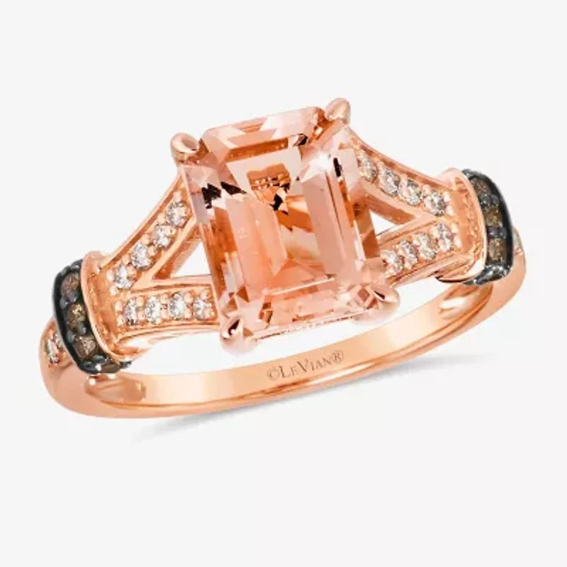 Le Vian® Grand Sample Sale™ Ring featuring 1 ¾ CT. Peach Morganite™ 1/6 CT. Nude Diamonds™ 1/15 CT. Chocolate Diamonds® set in 14K Strawberry Gold®