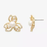 Mixit White Simulated Pearl 5mm Flower Stud Earrings