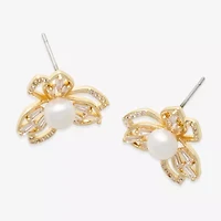 Mixit White Simulated Pearl 5mm Flower Stud Earrings